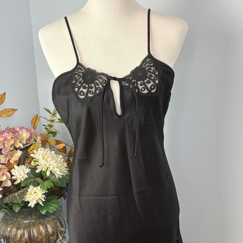 Diane Von Furstenberg Black Lace Trim Chemise